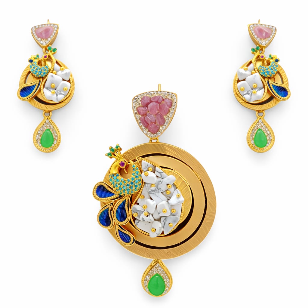 Peacock Enamel Ear Rings Set